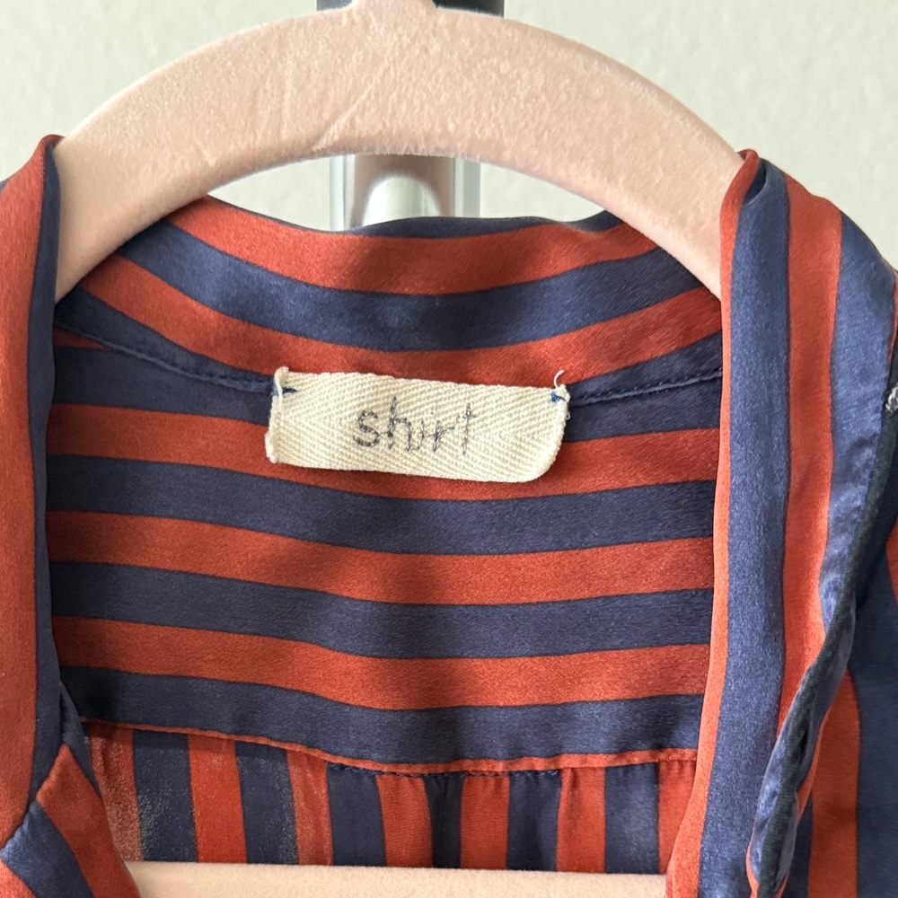 Forte Forte Striped Red and Navy Button-Up Shirt - Picture 2 of 4